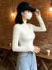 Camiseta Base con Cuello Alto y Volantes para Mujer, Top Interior Sexy Ajustado para Otoño e Invierno, Camiseta Cálida de Manga Larga para Niñas