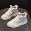 Tenis Blancos de Caña Alta de Piel Genuina para Mujer, Zapatos Casuales Planos Primavera 2025, Zapatos de Lona Transpirables de Piel de Vaca con Suela Suave, Cómodos y Versátiles