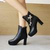 Botas de mujer de tacón alto con cremallera lateral de encaje, botas cortas de tacón grueso, otoño e invierno 2021, nuevas botas cortas Martin para mujer, zapatos de mujer combinables