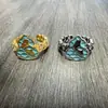 Anillo Retro Nuevo Chinoiserie Esmalte Antiguo Hoja de Albaricoque Calabaza Textura Exquisita Estilo Palacio de Diamantes Joyería Versátil