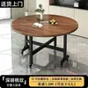 Mesa redonda dobrável para uso doméstico com prato giratório, adequada para apartamentos pequenos e aluguéis, mesa de jantar móvel para 20 pessoas, mesa redonda grande para reuniões de hotel
