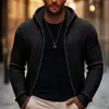 Chamarra de punto con cierre para hombre de marca independiente, suéter pesado de color liso, sudadera con capucha, moda masculina moderna, estilo europeo y americano transfronterizo