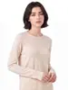Importado de Japón, triacetato|Textura de alta gama cachemir cuello redondo grande ajuste ceñido manga larga camiseta de punto básica para mujer