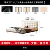 Cama vintage de couro genuíno feita de fábrica, cama retrô com padrão de waffle, cama minimalista com cabeceira fina, cama de madeira maciça com borda nivelada, cama estofada