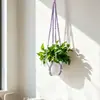 Maceta Colgante Transfronteriza Cesta Colgante Bolsa de Red para Jardinería Cesta Colgante de Cuerda de Algodón Tejida a Mano Bolsa de Red Colgante para Plantas Verdes Sin Borlas
