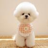 Ins Coreia Cachorrinho Fofo Xadrez Flor Bibe Pet Toalha de Baba Bichon Teddy Pomeranian Cachecol Gato