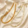 Colar simples de contas de concha natural 6mm estilo férias na praia feminino moderno elegante corrente para clavícula versátil
