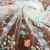 Nuevo Encaje Bordado Bordado de Malla Suave Tela de Encaje con Bordado Perlas Flor de Pétalo Tela para Ropa Falda de Mujer Pedir