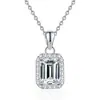 Collar de Diamante Mosane Colgante de Plata de Ley s925 para Mujer Rectangular Grupo Radion Corte Madre Verde Moissanita Color D Collar