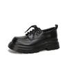 Zapatos de Plataforma para Mujer Aumento de Altura Interior Tacón Grueso con Cordones Zapatos Pequeños de Cuero Estilo Británico Primavera y Otoño Mocasines de Cuero Ligeros Combinan con Todo Punta Redonda