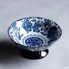 Prato Alto Chinês Prato de Frutas Porcelana Azul e Branca Retrô Prato de Cerâmica para Lanches Prato de Frutas Sala de Estar Doméstica Prato Simples de Buda