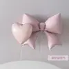 Decoración de Globo de Papel de Aluminio Rosa Mate con Lazo en Forma de Corazón para Escena de Fiesta de Cumpleaños de Bebés y Niños Configuración para Foto