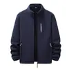 Jaqueta de Lã Polar Outono e Inverno Masculina Quente para Exterior Cardigan de Lã Masculino Tamanho Grande Gola Alta Top com Forro de Lã e Espessado