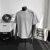 Camiseta Masculina Verão Patchwork Desconstruído Americano Manga Curta Ombro Normal Vibe de Luxo Bonito Versátil Top Solto Casual Manga Meia
