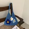 Estilo Coreano Simple Ins Flor Tejida Bolso Tejido Nuevo para Mujer Versátil Flor Hombro Único Gran Capacidad Bolso Tote Tejido