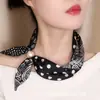 Lenço de seda estilo vintage para primavera e verão, com estampa paisley, contas e fecho magnético, pequeno lenço de pescoço estilo luxo leve de alta qualidade, acessório feminino com fita