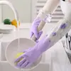 Guantes de Limpieza para el Hogar Lavavajillas de Goma Cocina Lavado de Platos Lavandería Doméstica Guantes Engrosados Forrados de Lana Impermeables Lavandería