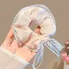 Lenço quadrado grande com estampa floral pequena, elástico de cabelo para mulheres, faixa de cabelo elástica, acessório de cabelo com estilo coreano de alta qualidade