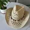 Sombrero de Paja de Concha Estilo Bohemio Verano Playa Estilo Étnico Sombrero Hueco Parasol Protector Solar Sombrero Vaquero Occidental