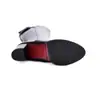 Bordillo de pie botas blancas nuevas mujer baile cremallera lateral roja cuero suave tacón grueso medio-alto botas altas de jinete únicas