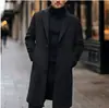 Casaco de Lã Casual Masculino 2026 Estilo Coreano Masculino Slim Fit Comprimento Médio Cor Sólida Tecido de Lã Jaqueta Corta-Vento
