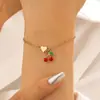 Pulsera Colgante Joyería Set de Frutas de Aleación Esmalte Cereza Fresa Manzana Piña Transfronterizo Nuevo Producto para Mujer