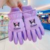 Guantes de esquí para niños Sanrio Kulomi de invierno para bebés, bonitos, cálidos, forrados con vellón, gruesos, impermeables para la nieve para niñas.