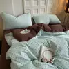Juego Sencillo de Gasa con Fruncidos de Cuatro Piezas Juego de Tres Piezas Rayado para Dormitorio de Estudiantes Buena Calidad Funda de Edredón Individual Ropa de Cama Cómoda para Cama Doble