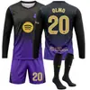2627 Camiseta de fútbol de manga larga de visitante del nuevo Barcelona de Rodri, negra y morada, número 10, Yamal, Messi