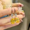 Brincos Quadrados Longos de Diamante Amarelo Artificial Europeu e Americano para Mulheres Elegantes de Alta Qualidade, Inseridos com Pó de Diamante de Alto Carbono, Gancho de Zircônio, Versáteis