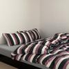 Estilo Americano Estilo Old Money Color Retro Rayas Giratorias Juego de Cama de Cuatro Piezas Clase A Funda de Edredón de Algodón Puro Sábana para Dormir Desnudo en las Cuatro Estaciones