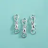 Botón de Plata Pura S999 Hebilla de Elefante de Nariz Larga Pulsera de Cuerda Hecha a Mano DIY Pulsera de Perlas de Cristal Accesorios de Hebilla de Cola