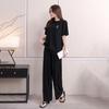 Conjunto de Pijama Qianye para Mujer, Temporada de Primavera, Ropa de Casa Plisada con Bordado de Letra C, Conjunto de Dos Piezas con Top de Manga Corta y Pantalones Largos, Venta al por Mayor