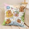 Capibara Lindo Dibujo Animado Impreso Doble Cara Dormitorio Casa de Niños Sala de Sofá Cojín Almohada para Siesta