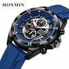 Reloj Marca HONMIN para Hombre Casual al Aire Libre Multifuncional de Cuarzo Luminoso Resistente al Agua con Esfera Grande para Hombre