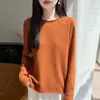 Novedades Otoño/Invierno 2026 Primera Línea Ropa Lista para Usar Andy Terciopelo Dobladillo Enrollado Cuello Redondo Tejido Manga Larga Mujer Color Liso Camiseta Base