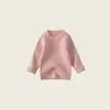 Camada Base de Suéter Infantil para Meninos e Meninas, Cor Sólida, Gola Redonda, Pulôver, Engrossado, Quente, Atacado do Fabricante, Roupa Íntima para Bebês e Crianças Pequenas