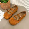Zapatos Mary Jane estilo Birkenstock con hebilla, suela suave esmerilada, con aumento interno de altura de 5 cm, zapatos bajos de punta dividida para mujer, estilo retro
