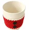 Funda de Taza Tejida para Taza Roja de Café, Diseño de Cuerda Retorcida, Funda de Lana Jacquard de Doble Cara, Suministro Directo del Fabricante, Funda de Taza al por Mayor