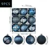 Bolas de Natal Transfronteiriças, Conjunto de 9 Peças, Bolas Decorativas de Plástico Galvanizado, Acabamento Espelhado e Acabamento Fosco, Enfeites para Árvore de Natal, Conjunto Embalado, Atacado