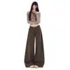 Jeans militares de estilo americano color verde, de tiro alto, pierna recta, para mujer, nuevos, de corte holgado, adelgazantes, pierna ancha, largos hasta el suelo
