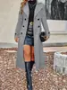 Casaco Elegante de Lã com Botões Duplos e Mangas Longas para Mulheres, Quente, Corta-vento, à Prova de Vento, Cardigan de Inverno 2026