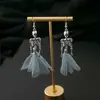Venta Caliente de Amazon Pendientes de Esqueleto de Halloween Pendientes Súper Hada con Borlas Pendientes de Elfo Punk de Malla Azul con Borlas