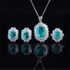 Aretes Imitación Paraíba para Mujer Europeos y Americanos Lujo Incrustados Diamante de Alto Carbono Collar Anillo Abierto Traje Tesoro de Color Mujer