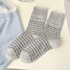 Nuevos Calcetines de Algodón Estilo Coreano Ins, Calcetines Rayados Blancos, Calcetines de Media Pantorrilla para Mujer, Calcetines Holgados Estilo Primavera y Verano, Calcetines Largos de Verano