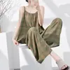 Camisón de Rayas de Alta Gama con Copas en el Pecho para Mujer, Ropa de Casa de Verano sin Espalda con Atadura, Se Puede Usar Afuera, Conjunto Delgado de Algodón y Seda