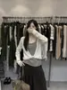Solo Uno VI+ Otoño Estilo Coreano Casual Rayas Versátil Adelgazante Falso Dos Piezas Empalmado Suéter de Punto Manga Larga 99105