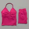 Df Nuevo Conjunto de Chalecos Deportivos, Sujetadores de Cuello Halter, Pantalones Cortos Deportivos para Correr al Aire Libre