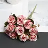 Flores artificiais em cores de outono, gipsofila, pequenas rosas, flores falsas para decoração de sala de estar interna, adereços de fotografia, flores para arranjo de cena de casamento