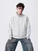 Sudadera con cremallera y cuello alto estilo americano para otoño 2026 para hombres y mujeres, chaqueta deportiva casual básica de color liso de moda
